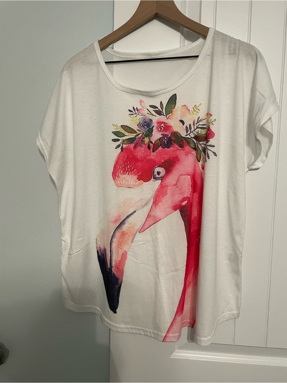 White Flamingo Floral Graphic Tee